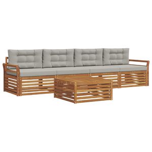 vidaXL Set de canapele de exterior 5 buc. Gri natural și deschis