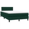 vidaXL Pat box spring cu saltea, verde &icirc;nchis, 120x220 cm, catifea