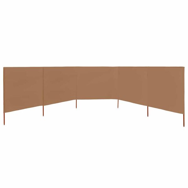 vidaXL Paravan anti-v&acirc;nt cu 5 panouri, gri taupe 600x120 cm, textil