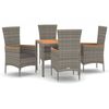vidaXL Set mobilier de grădină cu perne, 5 piese, gri, poliratan