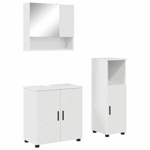 vidaXL Set de mobilier pentru baie Pe perete cu ușă 3 pcs Alb lucios