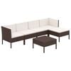 vidaXL Set mobilier de grădină cu perne, 6 piese, maro, poliratan