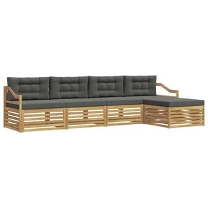 vidaXL Set de canapele de exterior 5 buc. Alb și antracit Poliester