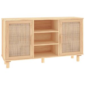 vidaXL Servantă, maro, 105x30x60 cm, lemn masiv pin și ratan natural