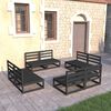 vidaXL Set mobilier de grădină, 8 piese, negru, lemn masiv de pin
