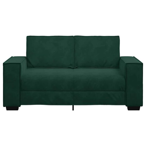 vidaXL Canapea cu 2 locuri, verde &icirc;nchis, 160x78x84 cm, catifea