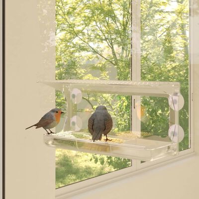 vidaXL Hrănitoare păsări pentru fereastră 2 buc. 30x12x15 cm acril
