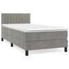 vidaXL Pat box spring cu saltea, gri deschis, 90x190 cm, catifea