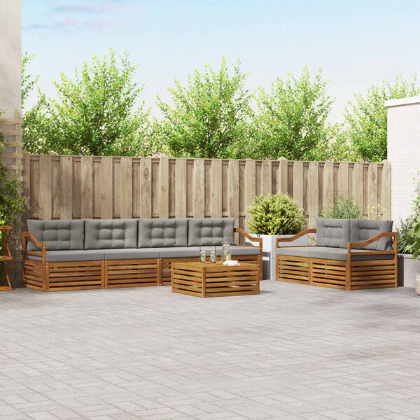 vidaXL Set de canapele de exterior 7 pcs Gri natural și deschis