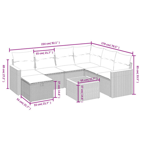 vidaXL Set mobilier de grădină cu perne, 8 piese, negru, poliratan