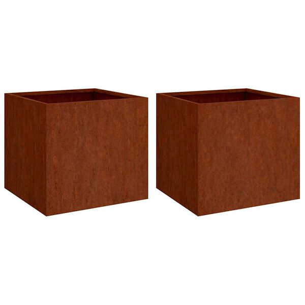vidaXL Jardiniere, 2 buc., 42x40x39 cm, oțel corten