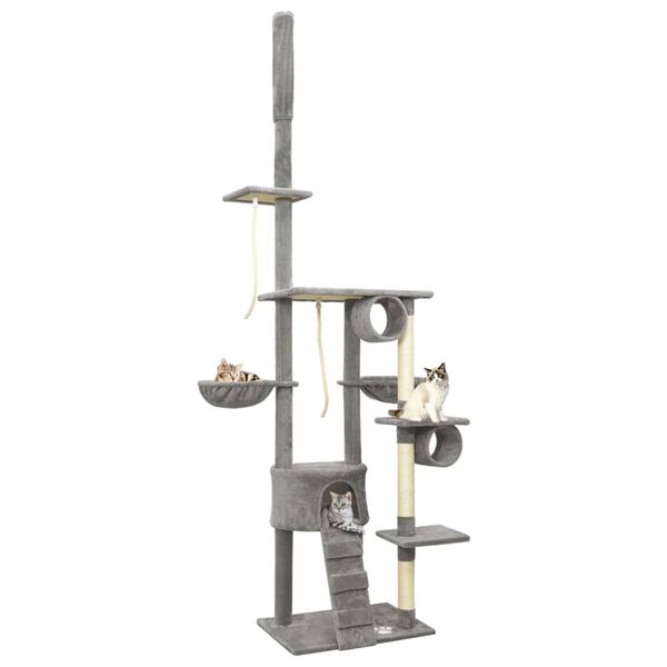 vidaXL Ansamblu pisici de la podea p&acirc;nă la tavan, gri, 220-240 cm
