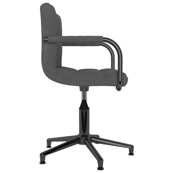 vidaXL Scaune de bucătărie pivotante, 2 buc, gri &icirc;nchis, catifea