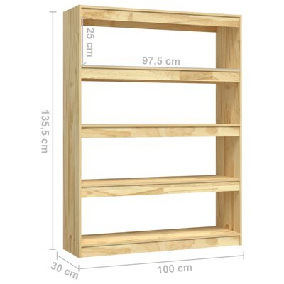 vidaXL Bibliotecă/Separator cameră, 100x30x135,5 cm, lemn masiv pin