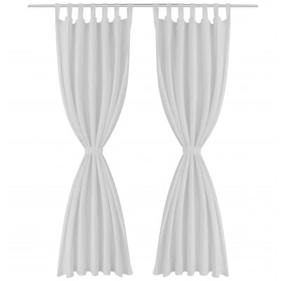 Draperii micro-satin cu bride, 2 buc., 140 x 225 cm, alb