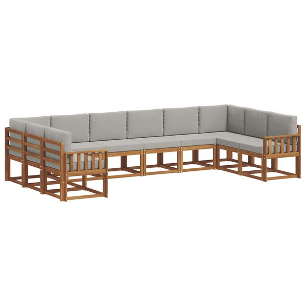vidaXL Set de canapele de exterior 10 pcs Gri natural și deschis