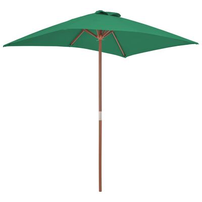 vidaXL Umbrelă de soare, exterior, stâlp lemn, 150x200 cm, verde