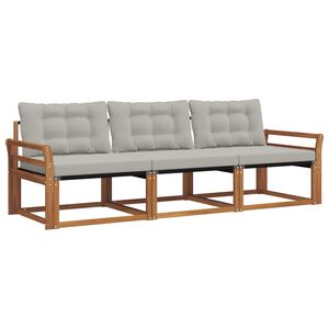 vidaXL Set de canapele de exterior 3 pcs Gri natural și deschis