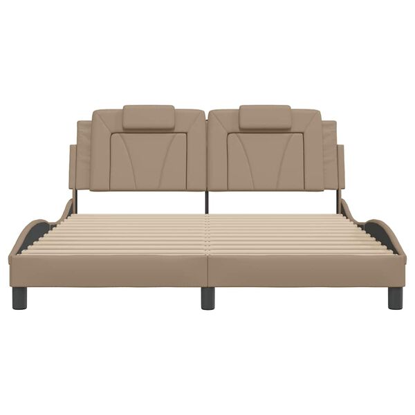 vidaXL Cadru de pat, Viana, fără saltea, cappuccino, 160x200 cm, piele ecologică
