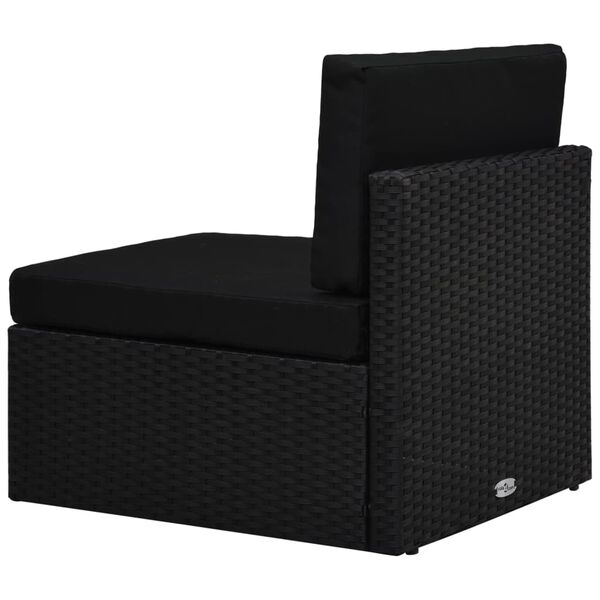 vidaXL Set mobilier de grădină, 9 piese, negru, poliratan