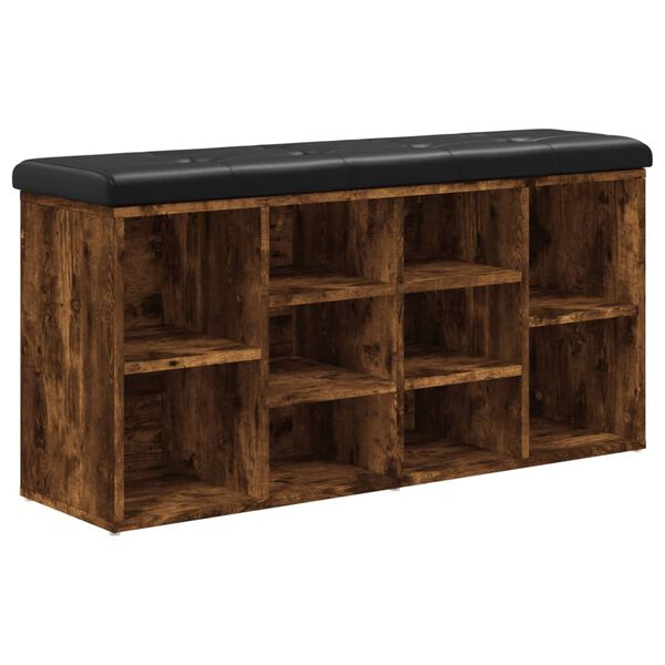 vidaXL Bancă de pantofi, stejar fumuriu, 102x32x50 cm, lemn prelucrat