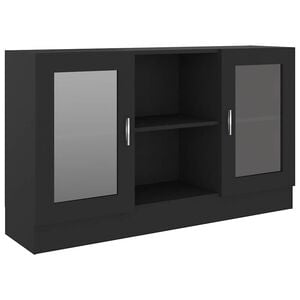 vidaXL Dulap cu vitrină, negru, 120 x 30,5 x 70 cm, lemn prelucrat