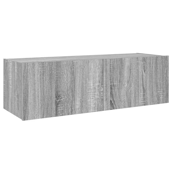 vidaXL Comodă TV de perete cu lumini LED, gri sonoma, 100x35x31 cm