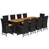 vidaXL Set mobilier de exterior cu perne, 11 piese, negru, poliratan