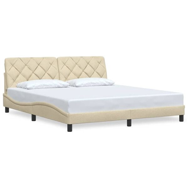 vidaXL Cadru de pat fără saltea, crem, 180x200 cm, textil