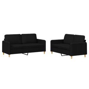 vidaXL Set de canapele cu perne, 2 piese, negru, textil