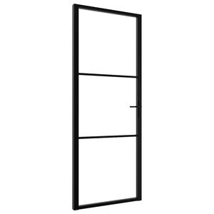 vidaXL Ușă de interior, negru, 76x201,5 cm, sticlă ESG și aluminiu