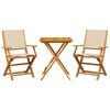 vidaXL Set mobilier bistro, 3 piese, textil bej/lemn masiv