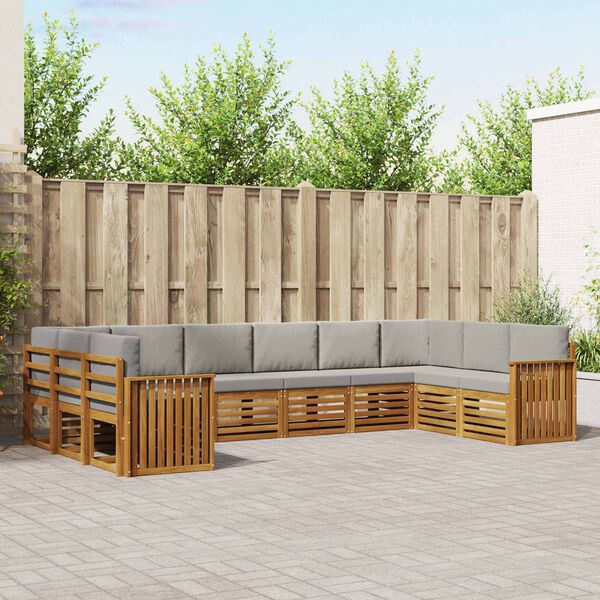 vidaXL Set canapea sectională cu pernă 10 pcs Gri natural și deschis