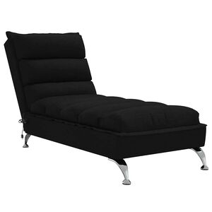 vidaXL Șezlong de masaj cu perne, negru, material textil