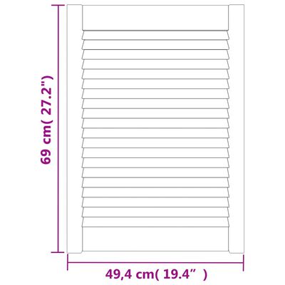 vidaXL Ușă de dulap design lambriu, alb, 69x49,4 cm, lemn masiv pin