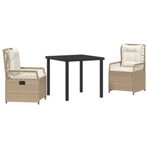 vidaXL Set de masă pentru grădină 3 pcs Bej și alb crem poliratan