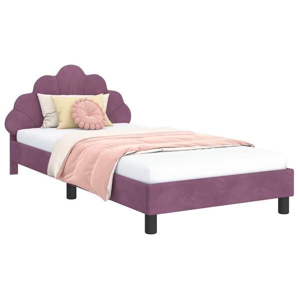 vidaXL Cadru de pat pentru copii cu spătar Violet 80 x 200 cm Catifea