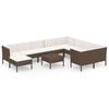 vidaXL Set mobilier de grădină cu perne, 11 piese, maro, poliratan