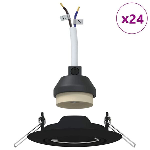 vidaXL Spot 24 pcs Negru 9 x 9 x 2.5 cm Metal