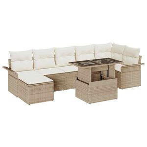 vidaXL Set de canapele pentru grădină cu pernă 8 pcs Bej Rattan poli