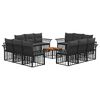 vidaXL Set de canapele de exterior 13 buc. Negru și Gri &icirc;nchis