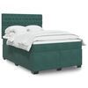 vidaXL Pat box spring cu saltea, verde &icirc;nchis, 140x200 cm, catifea