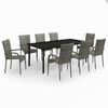 vidaXL Set mobilier de grădină, gri și negru, 9 piese