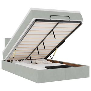 vidaXL Pat otoman cu saltea și LED-uri, gri deschis, 120x190cm catifea