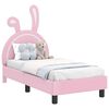 vidaXL Cadru de pat pentru copii cu spătar Roz 70 x 140 cm PU