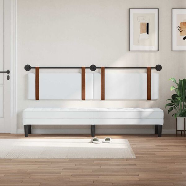 vidaXL Cap de pat suspendat Pe perete Alb 210 x 55 x 5 cm PU antic