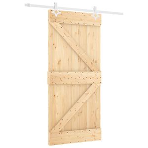vidaXL Ușă glisantă Natural și Alb 90 x 210 cm Lemn masiv de pin