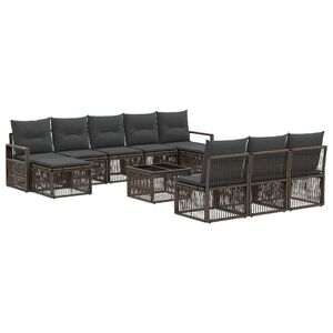 vidaXL Set de canapele pentru grădină 11 pcs Gri poliratan