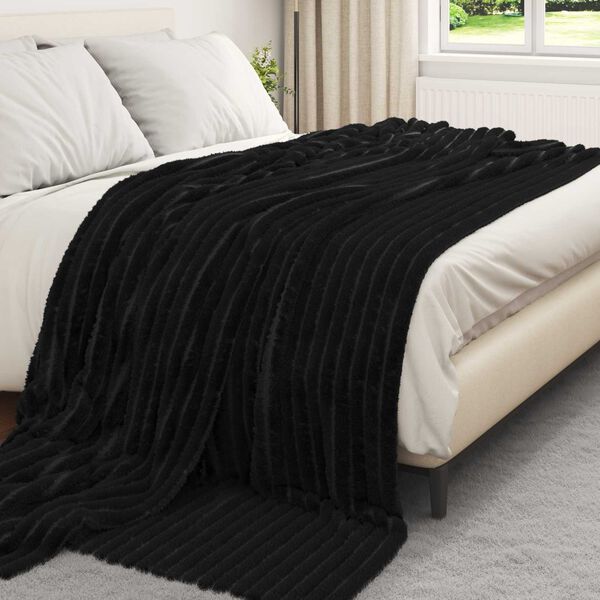 vidaXL Pătura de aruncat Negru 270 x 240 cm Molton