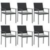 vidaXL Scaune de grădină cu perne 6 buc. negru 54x62,5x89 cm poliratan